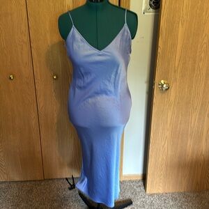 Sky blue satin dress